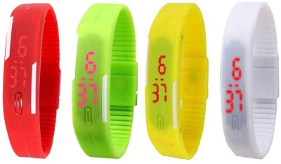 NS18 Silicone Led Magnet Band Combo of 4 Red, Green, Yellow And White Digital Watch  - For Boys & Girls   Watches  (NS18)