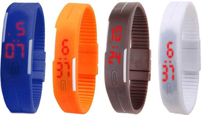 

Kissu Led Magnet Band Combo of 4 Blue, Orange, Brown And White Watch - For Men & Women