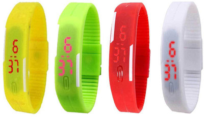 

Kissu Led Magnet Band Combo of 4 Yellow, Green, Red And White Watch - For Men & Women