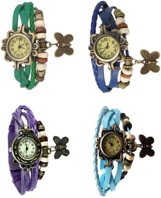NS18 Vintage Butterfly Rakhi Combo of 4 Green, Purple, Blue And Sky Blue Analog Watch  - For Women   Watches  (NS18)