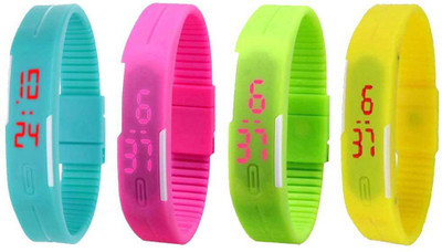 

Kissu Led Magnet Band Combo of 4 Sky Blue, Pink, Green And Yellow Watch - For Men & Women
