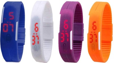 NS18 Silicone Led Magnet Band Combo of 4 Blue, White, Purple And Orange Digital Watch  - For Boys & Girls   Watches  (NS18)