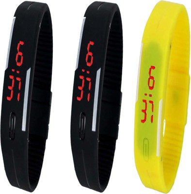 Twok Combo of Led Band Black + Black + Yellow Digital Watch  - For Men & Women   Watches  (Twok)