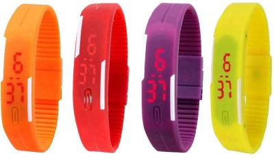 NS18 Silicone Led Magnet Band Combo of 4 Orange, Red, Purple And Yellow Digital Watch  - For Boys & Girls   Watches  (NS18)