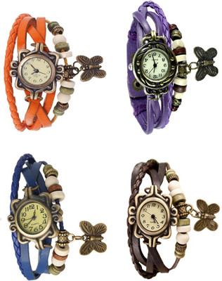 

Kissu Vintage Rakhi Combo of 4 Orange, Blue, Purple And Brown Watch - For Women