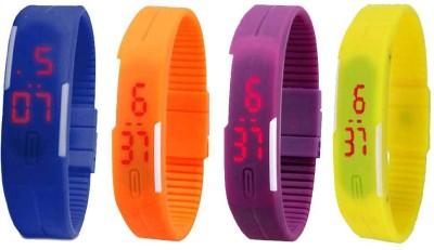 NS18 Silicone Led Magnet Band Combo of 4 Blue, Orange, Purple And Yellow Digital Watch  - For Boys & Girls   Watches  (NS18)