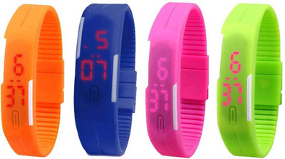 

Kissu Led Magnet Band Combo of 4 Orange, Blue, Pink And Green Watch - For Men & Women