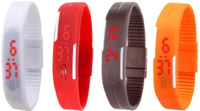 NS18 Silicone Led Magnet Band Combo of 4 White, Red, Brown And Orange Digital Watch  - For Boys & Girls   Watches  (NS18)