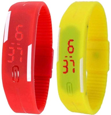 NS18 Silicone Led Magnet Band Set of 2 Red And Yellow Digital Watch  - For Boys & Girls   Watches  (NS18)