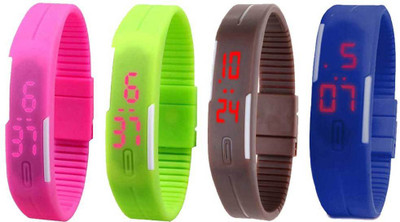 

Kissu Led Magnet Band Combo of 4 Pink, Green, Brown And Blue Watch - For Men & Women