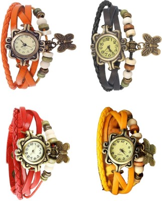 NS18 Vintage Butterfly Rakhi Combo of 4 Orange, Red, Black And Yellow Analog Watch  - For Women   Watches  (NS18)