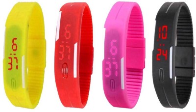 NS18 Silicone Led Magnet Band Combo of 4 Yellow, Red, Pink And Black Digital Watch  - For Boys & Girls   Watches  (NS18)