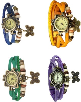 NS18 Vintage Butterfly Rakhi Combo of 4 Blue, Green, Yellow And Purple Analog Watch  - For Women   Watches  (NS18)