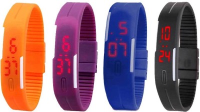 NS18 Silicone Led Magnet Band Combo of 4 Orange, Purple, Blue And Black Digital Watch  - For Boys & Girls   Watches  (NS18)