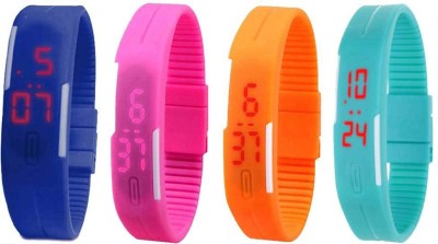 NS18 Silicone Led Magnet Band Watch Combo of 4 Blue, Pink, Orange And Sky Blue Digital Watch  - For Couple   Watches  (NS18)