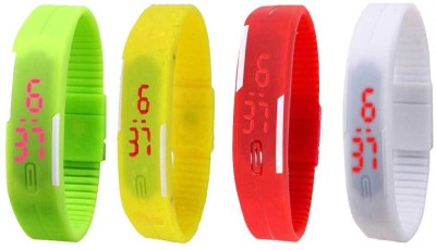 NS18 Silicone Led Magnet Band Combo of 4 Green, Yellow, Red And White Digital Watch  - For Boys & Girls   Watches  (NS18)