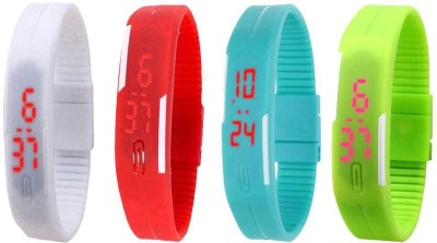 NS18 Silicone Led Magnet Band Combo of 4 White, Red, Sky Blue And Green Digital Watch  - For Boys & Girls   Watches  (NS18)