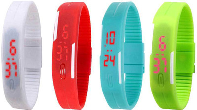 NS18 Silicone Led Magnet Band Combo of 4 White, Red, Sky Blue And Green Digital Watch  - For Boys & Girls   Watches  (NS18)