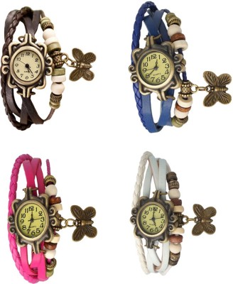 NS18 Vintage Butterfly Rakhi Combo of 4 Brown, Pink, Blue And White Analog Watch  - For Women   Watches  (NS18)