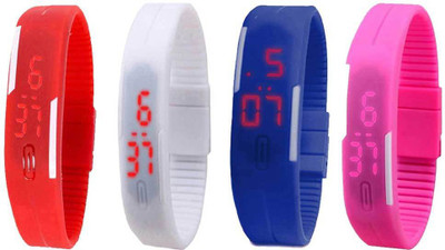 

Kissu Led Magnet Band Combo of 4 Red, White, Blue And Pink Watch - For Men & Women