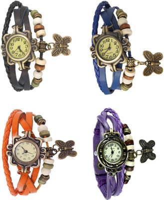 

NS18 Vintage Butterfly Rakhi Combo of 4 Black, Orange, Blue And Purple Watch - For Women