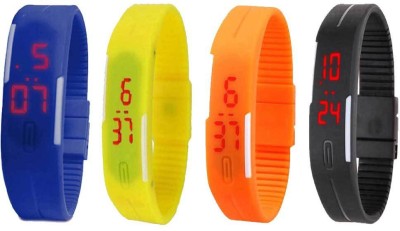 NS18 Silicone Led Magnet Band Combo of 4 Blue, Yellow, Orange And Black Digital Watch  - For Boys & Girls   Watches  (NS18)