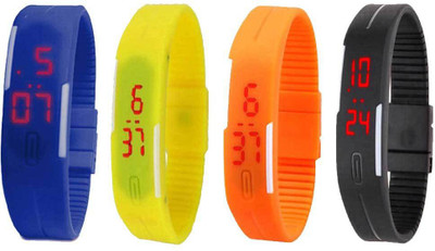 

Kissu Led Magnet Band Combo of 4 Blue, Yellow, Orange And Black Watch - For Men & Women