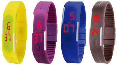 

Kissu Led Magnet Band Combo of 4 Yellow, Purple, Blue And Brown Watch - For Men & Women