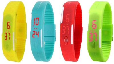 NS18 Silicone Led Magnet Band Combo of 4 Yellow, Sky Blue, Red And Green Digital Watch  - For Boys & Girls   Watches  (NS18)