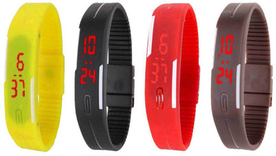 

Kissu Led Magnet Band Combo of 4 Yellow, Black, Red And Brown Watch - For Men & Women