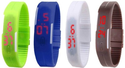 NS18 Silicone Led Magnet Band Combo of 4 Green, Blue, White And Brown Digital Watch  - For Boys & Girls   Watches  (NS18)
