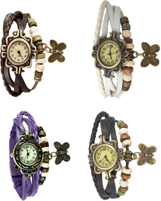 

NS18 Vintage Butterfly Rakhi Combo of 4 Brown, Purple, White And Black Watch - For Women