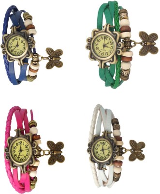 NS18 Vintage Butterfly Rakhi Combo of 4 Blue, Pink, Green And White Analog Watch  - For Women   Watches  (NS18)