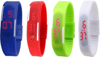 NS18 Silicone Led Magnet Band Combo of 4 Blue, Red, Green And White Digital Watch  - For Boys & Girls   Watches  (NS18)
