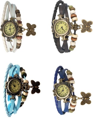 NS18 Vintage Butterfly Rakhi Combo of 4 White, Sky Blue, Black And Blue Analog Watch  - For Women   Watches  (NS18)