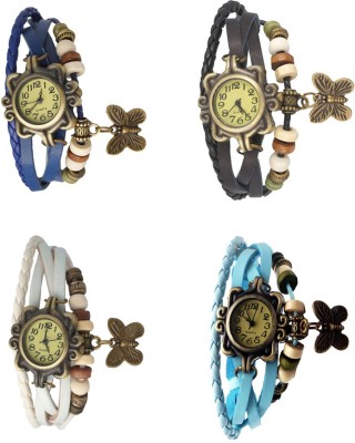 NS18 Vintage Butterfly Rakhi Combo of 4 Blue, White, Black And Sky Blue Analog Watch  - For Women   Watches  (NS18)
