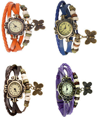 

NS18 Vintage Butterfly Rakhi Combo of 4 Orange, Brown, Blue And Purple Watch - For Women