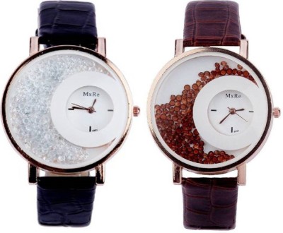 SPINOZA mxre black and brown movable diamond beads in dial watch for girls set of 2 Analog Watch  - For Women   Watches  (SPINOZA)
