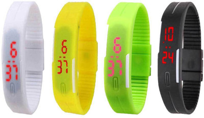

Kissu Led Magnet Band Combo of 4 White, Yellow, Green And Black Watch - For Men & Women