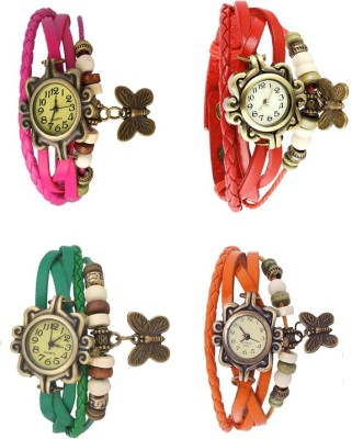 NS18 Vintage Butterfly Rakhi Combo of 4 Pink, Green, Red And Orange Analog Watch  - For Women   Watches  (NS18)