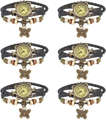 NS18 Vintage Butterfly Rakhi Combo of 6 Black Analog Watch  - For Women   Watches  (NS18)
