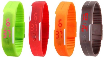 NS18 Silicone Led Magnet Band Combo of 4 Green, Red, Orange And Brown Digital Watch  - For Boys & Girls   Watches  (NS18)