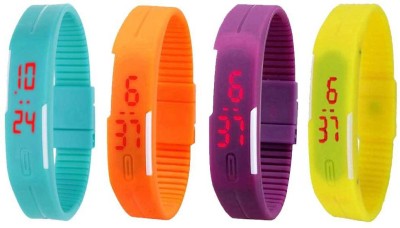 NS18 Silicone Led Magnet Band Combo of 4 Sky Blue, Orange, Purple And Yellow Digital Watch  - For Boys & Girls   Watches  (NS18)