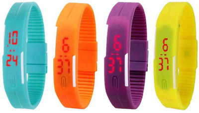 

Kissu Led Magnet Band Combo of 4 Sky Blue, Orange, Purple And Yellow Watch - For Men & Women