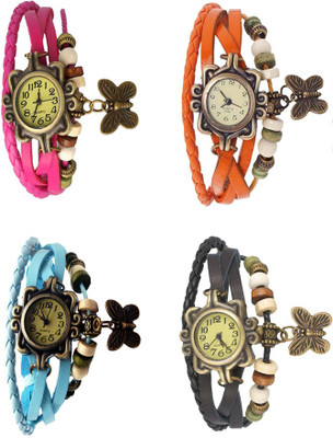 

Kissu Vintage Rakhi Combo of 4 Pink, Sky Blue, Orange And Black Watch - For Women