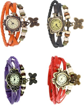 NS18 Vintage Butterfly Rakhi Combo of 4 Orange, Purple, Black And Red Analog Watch  - For Women   Watches  (NS18)