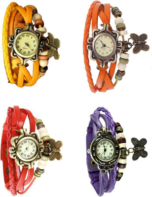 

Kissu Vintage Rakhi Combo of 4 Yellow, Red, Orange And Purple Watch - For Women