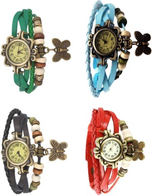 NS18 Vintage Butterfly Rakhi Combo of 4 Green, Black, Sky Blue And Red Analog Watch  - For Women   Watches  (NS18)
