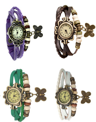 

Kissu Vintage Rakhi Combo of 4 Purple, Green, Brown And White Watch - For Women