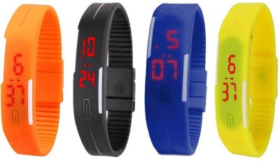 NS18 Silicone Led Magnet Band Combo of 4 Orange, Black, Blue And Yellow Digital Watch  - For Boys & Girls   Watches  (NS18)